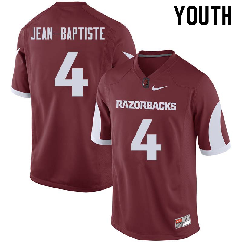 Youth #4 Alexy Jean-Baptiste Arkansas Razorback College Football Jerseys Sale-Cardinal